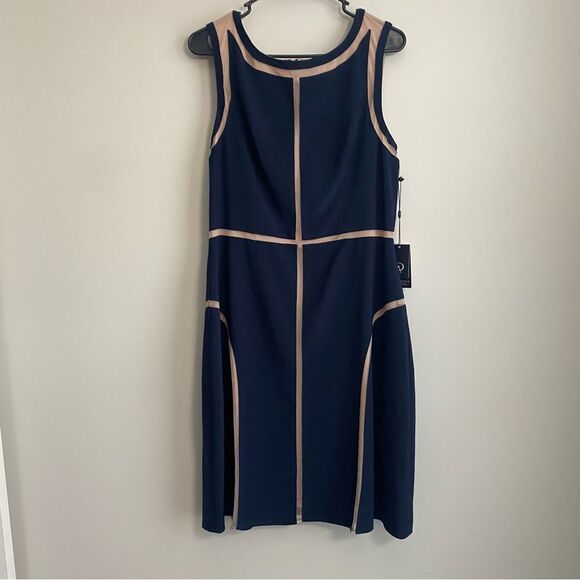 Adrianna Papell Women's Colorblocked Matte Jersey Fit and Flare Women's 14 NWT - Picture 2 of 10